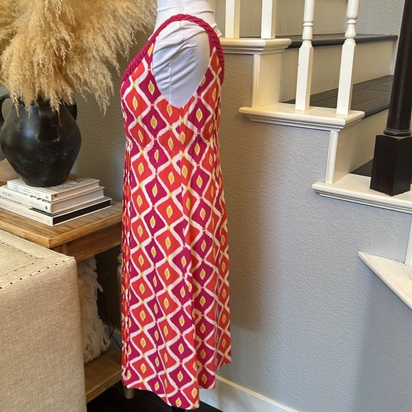 Tory Burch Geometric Print Sleeveless Dress Pink Orange Size 8 - Picture 5 of 8